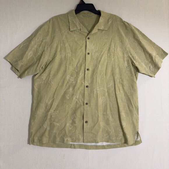 Tommy Bahama Yellow 100% Silk Hawaiian Shirt Size XL Men's - Picture 1 of 7